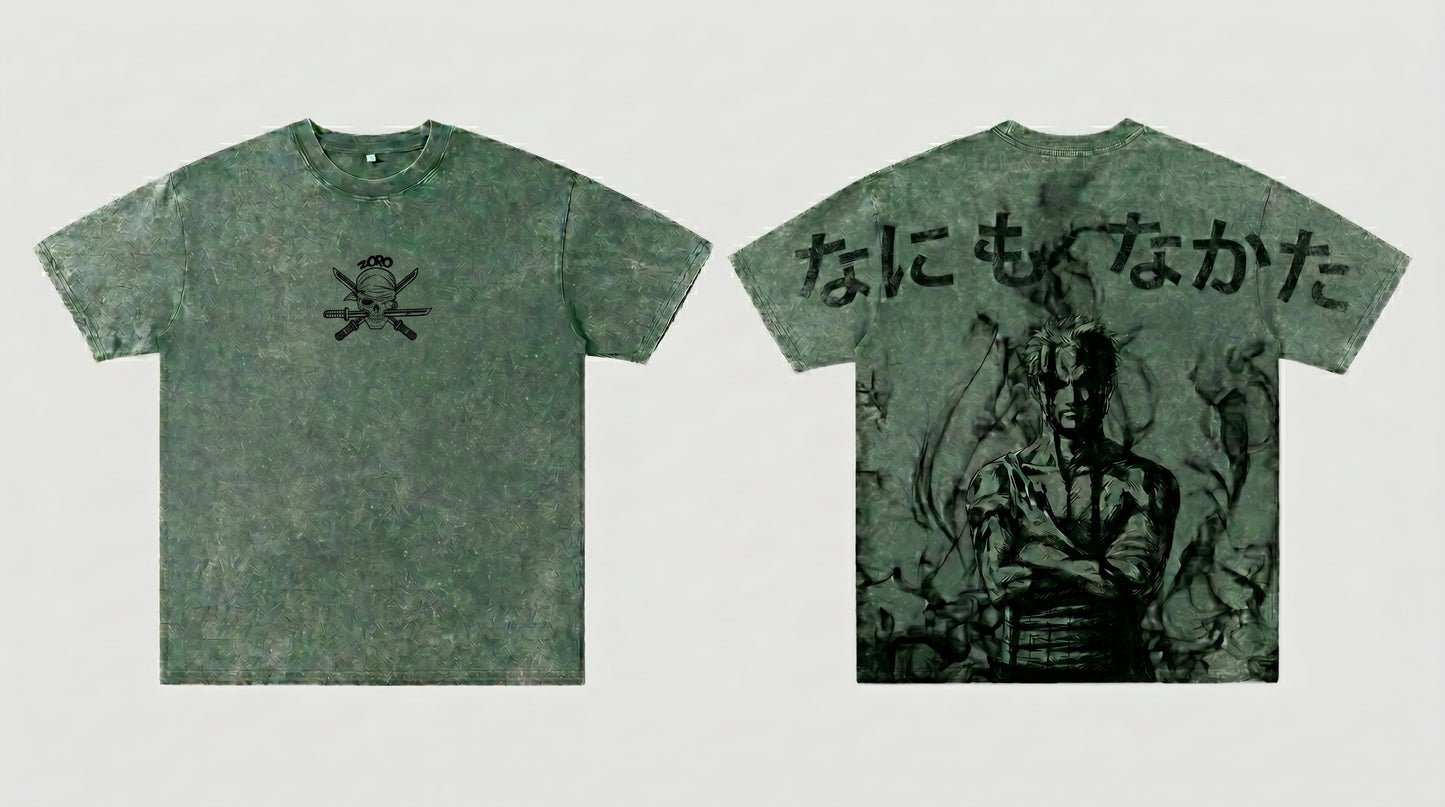 Anime T-shirt – Roronoa Zoro Print, Hög Kvalitet & Bekväm Passform